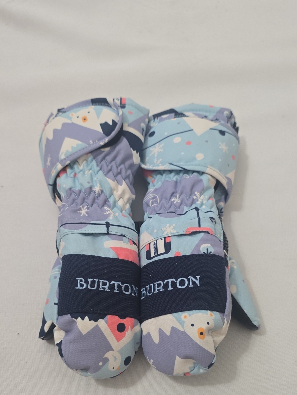 Burton Light Blue Patterned Kids Snow Mittens 3/4T